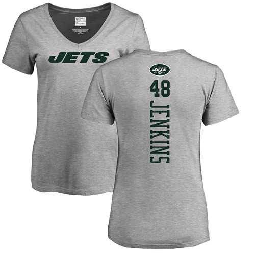 New York Jets Ash Women Jordan Jenkins Backer NFL Football #48 T Shirt->nfl t-shirts->Sports Accessory